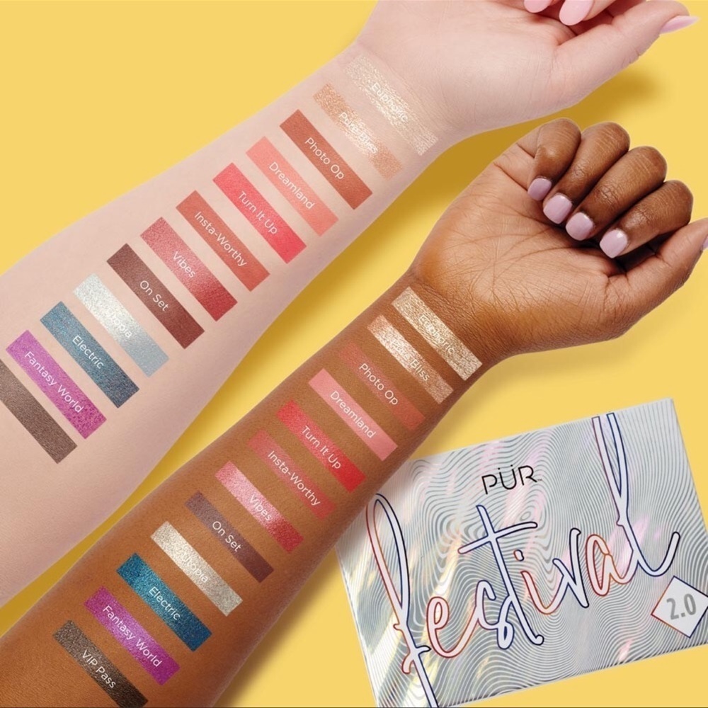 PUR 2.0 Festival eye shadow pallet shimmer blue red brown gold